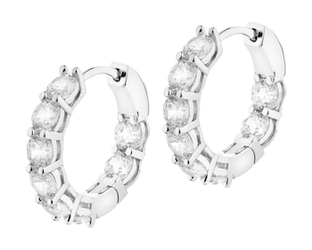 Rhodium Plated Silver Hoop Earring with Cubic Zirconia