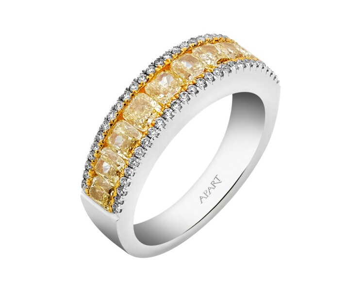 Prsten z bílého zlata s diamanty Fancy Light Yellow 2,07 ct - ryzost 750