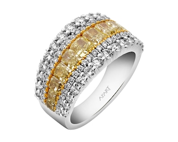 Prsten z bílého zlata s diamanty Fancy Light Yellow 3,24 ct - ryzost 750