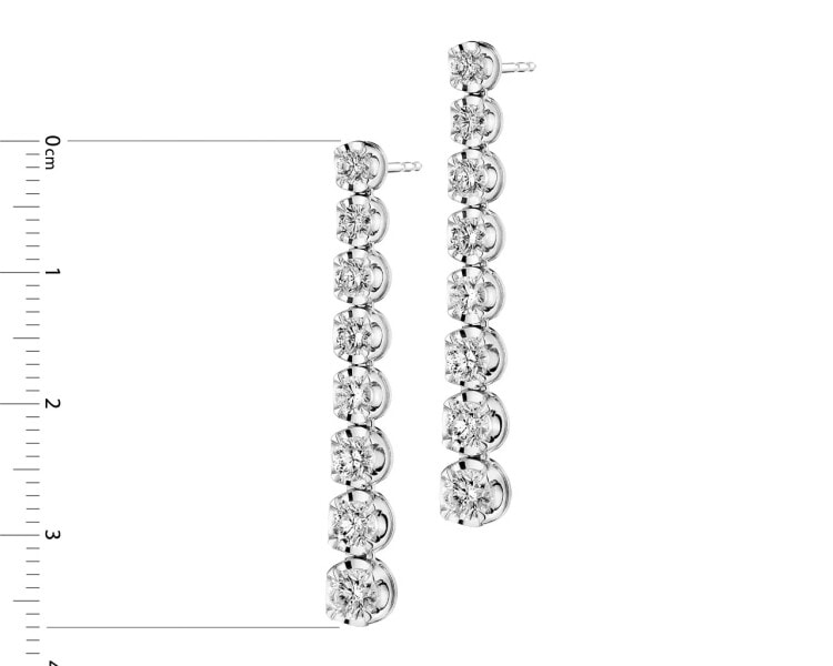 18 K Rhodium-Plated White Gold Dangling Earring with Diamonds 2,14 ct - fineness 18 K