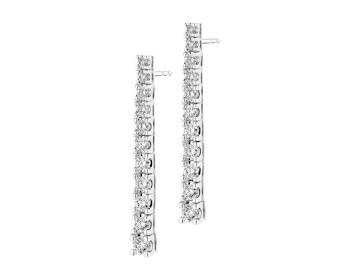 18 K Rhodium-Plated White Gold Dangling Earring with Diamonds 1,70 ct - fineness 18 K
