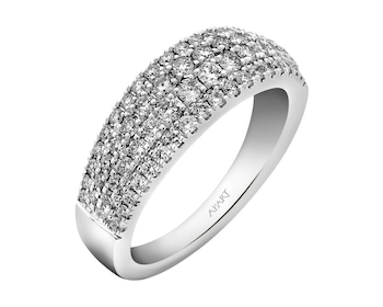 18 K Rhodium-Plated White Gold Ring with Diamonds 0,75 ct - fineness 18 K