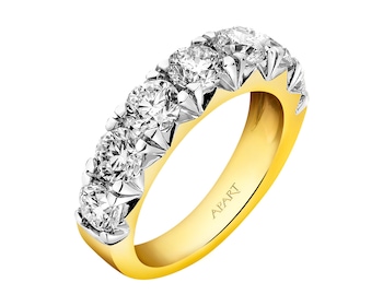18 K Rhodium-Plated Yellow Gold Ring with Diamonds 2,50 ct - fineness 18 K