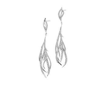 14 K Rhodium-Plated White Gold Dangling Earring with Diamonds 1,03 ct - fineness 14 K