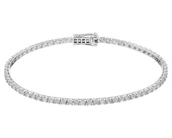 18 K Rhodium-Plated White Gold Tennis Bracelet with Diamonds 2 ct - fineness 18 K