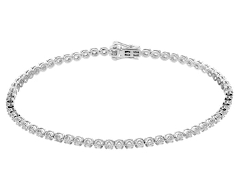 18 K Rhodium-Plated White Gold Tennis Bracelet with Diamonds 1 ct - fineness 18 K
