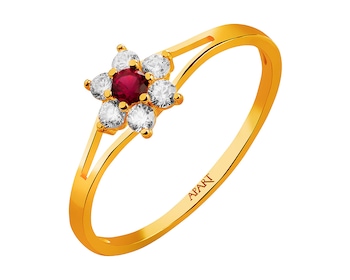 8 K Yellow Gold Ring with Synthetic Ruby