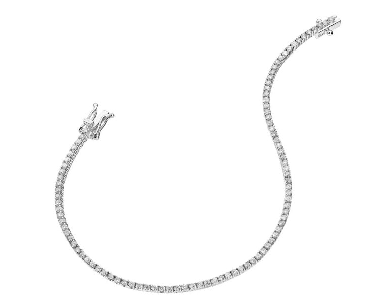 14 K Rhodium-Plated White Gold Tennis Bracelet with Diamonds 1,56 ct - fineness 14 K