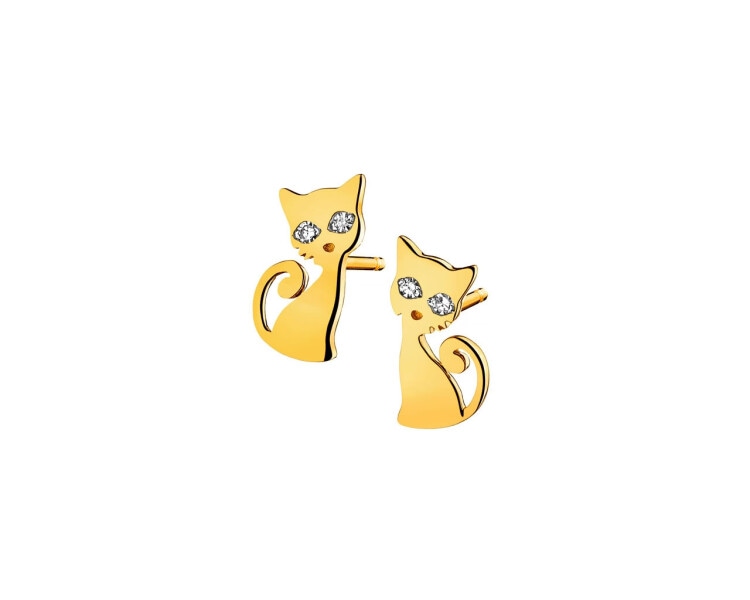 9ct Yellow Gold Earrings with Diamonds 0,01 ct - fineness 14 K