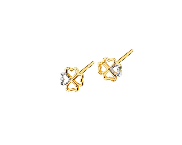 9ct Yellow Gold Earrings with Diamonds 0,004 ct - fineness 14 K