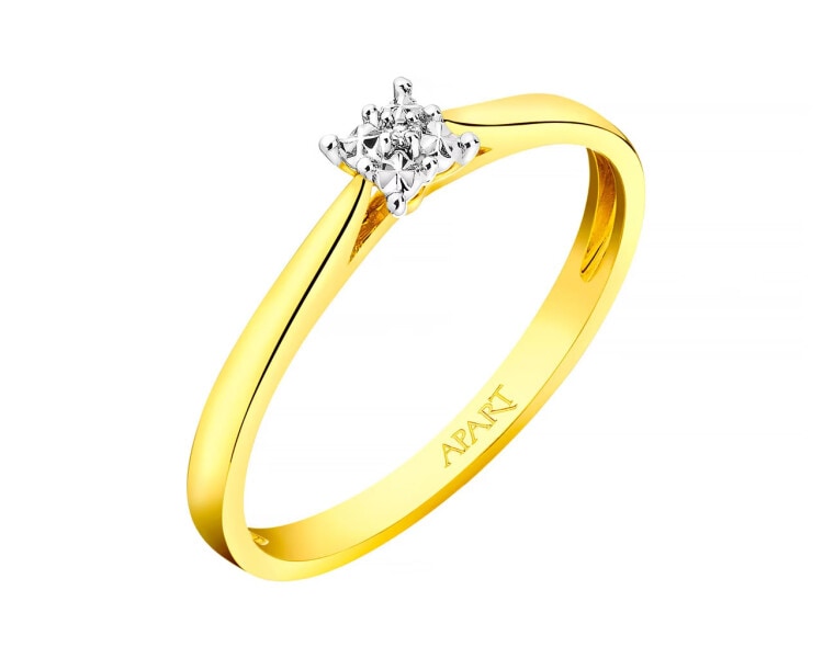 9ct Yellow Gold Ring with Diamond 0,003 ct - fineness 14 K