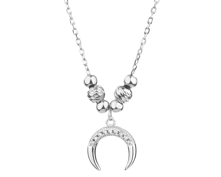 Stříbrný náhrdelník se zirkony - měsíce, kuličky