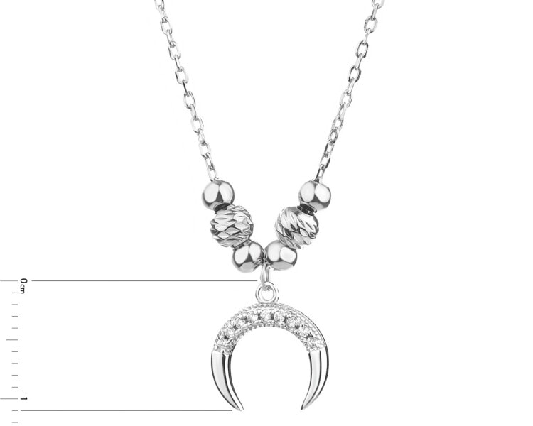 Stříbrný náhrdelník se zirkony - měsíce, kuličky