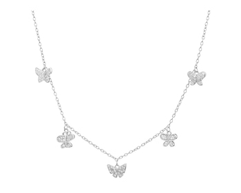 Stříbrný náhrdelník se zirkony - motýli