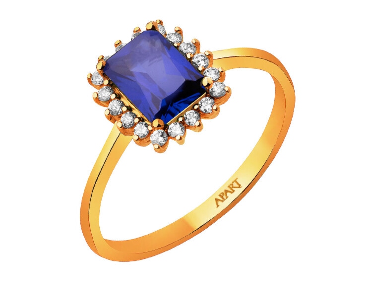 8 K Yellow Gold Ring with Synthetic Sapphire