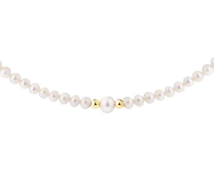 9 K Yellow Gold Pearl Necklace with Pearl