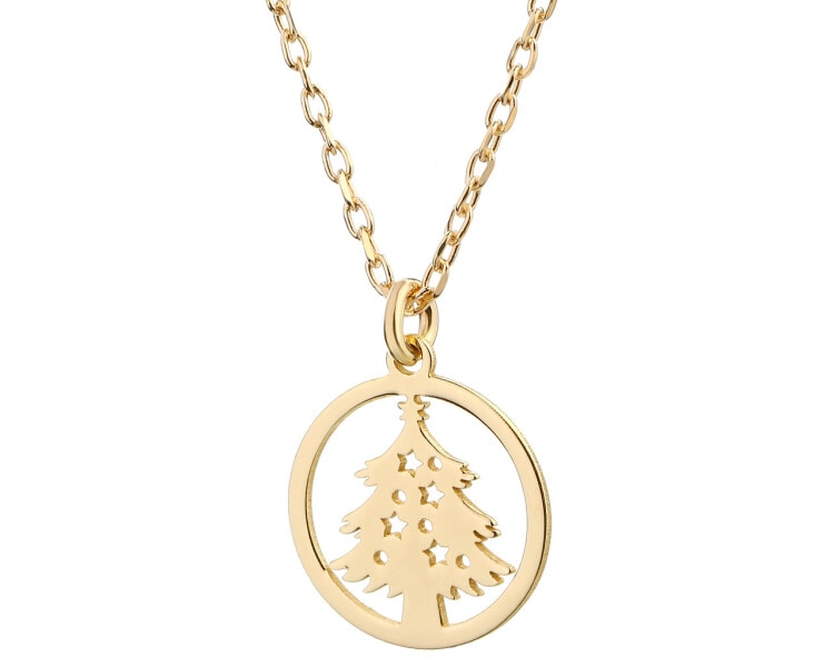 Pozlacený stříbrný náhrdelník - vánoční stromek