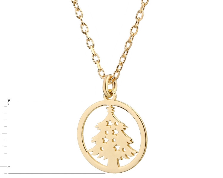 Pozlacený stříbrný náhrdelník - vánoční stromek