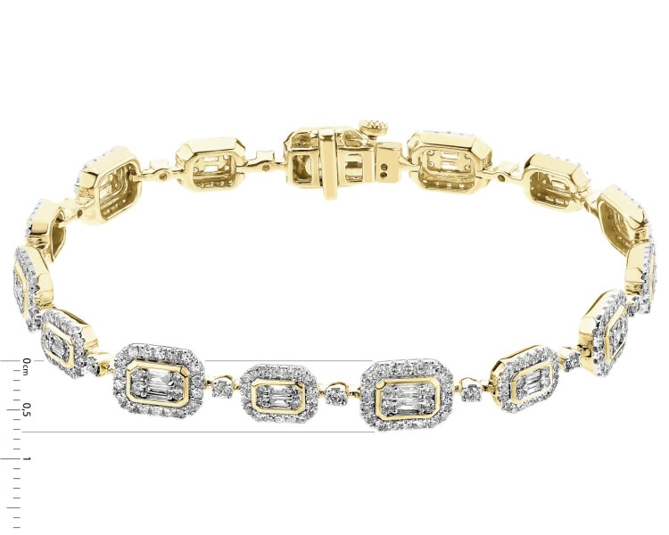 14 K Rhodium-Plated Yellow Gold Bracelet - 2,54 ct - fineness 14 K