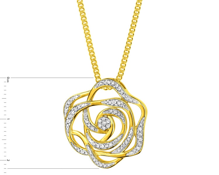 Zlatý přívěsek s diamanty - květ, růže 0,20 ct - ryzost 585