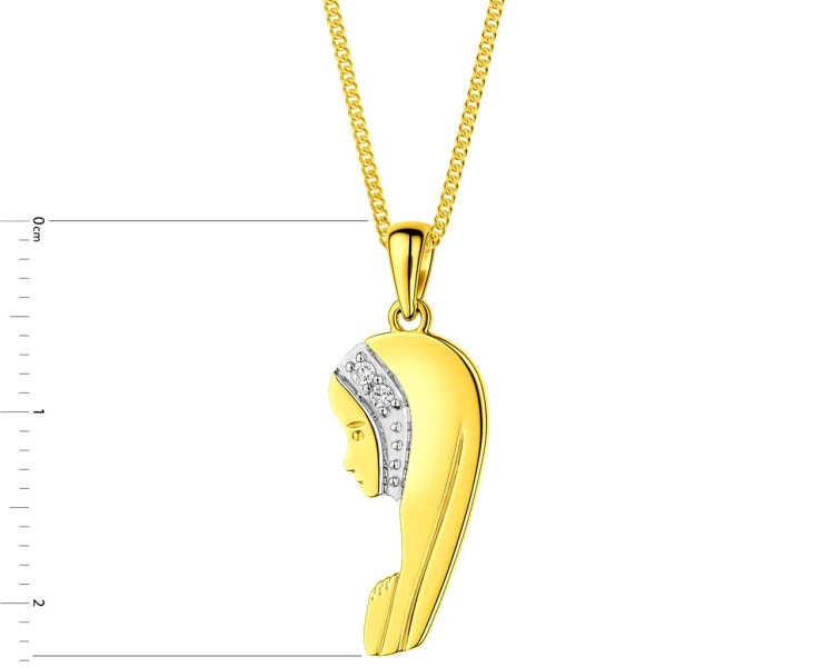 14 K Rhodium-Plated Yellow Gold Pendant with Diamonds 0,01 ct - fineness 14 K