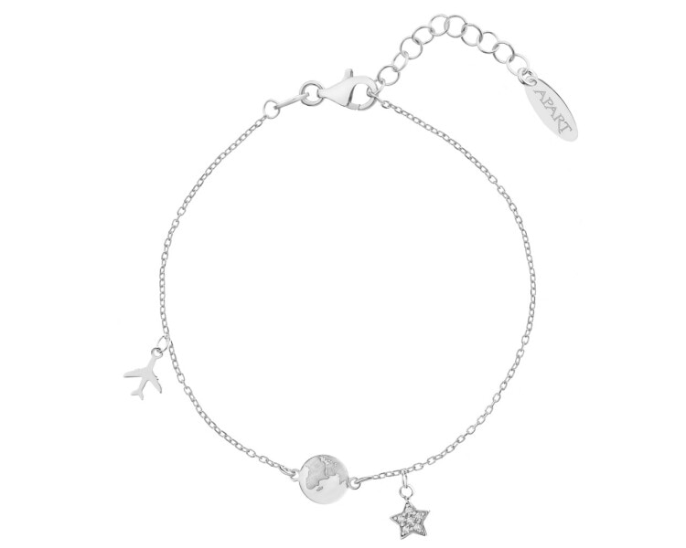 Rhodium Plated Silver Bracelet with Cubic Zirconia