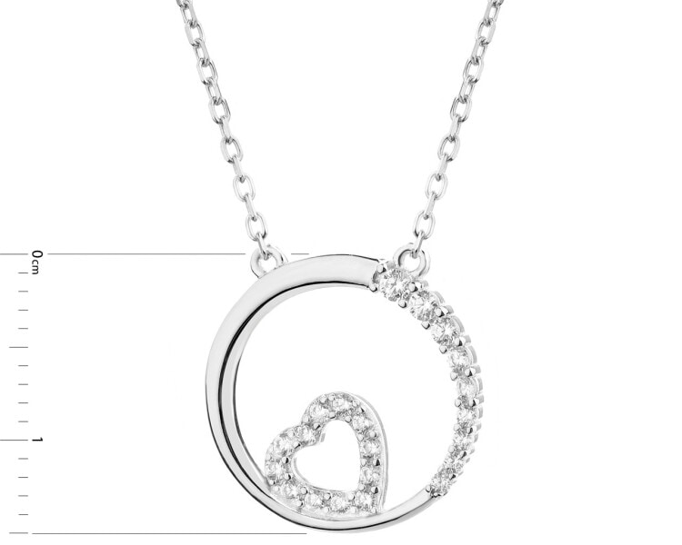 Stříbrný náhrdelník se zirkony - kroužek, srdce