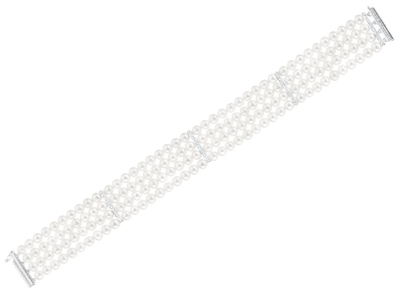 Bransoletka z perłami, diamentami i elementami białego złota - próba 585