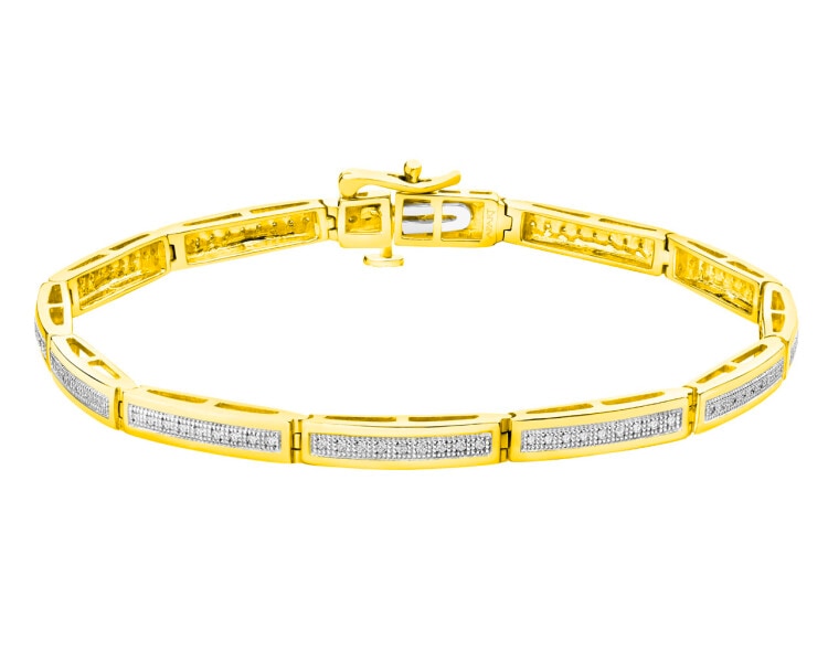 585 Yellow And White Gold Plated Bracelet with Diamonds 0,30 ct - fineness 585