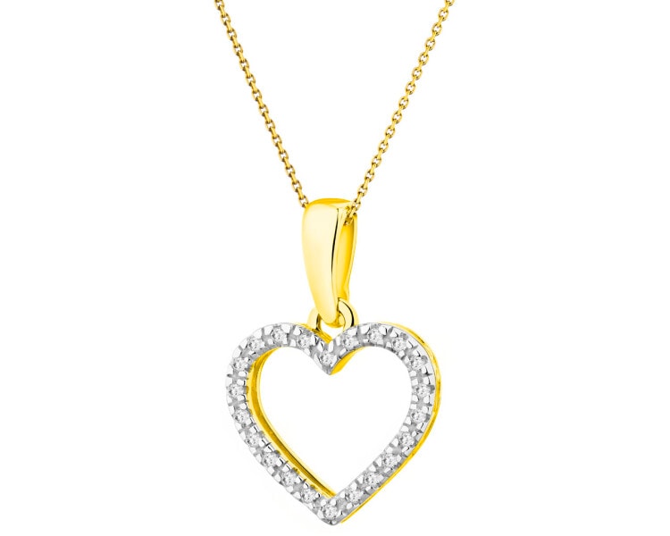 Zlatý přívěsek s diamanty - srdce 0,04 ct - ryzost 585