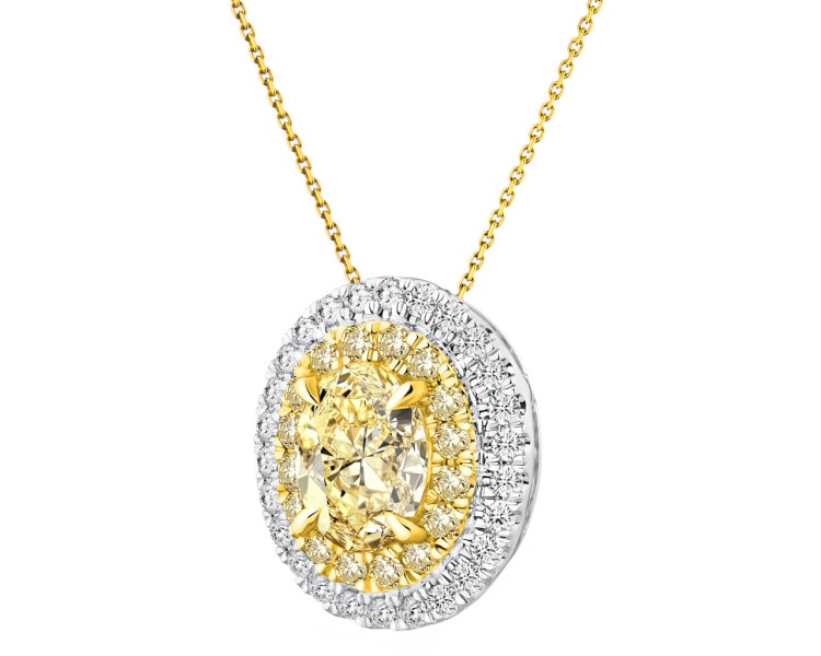 Zawieszka z białego i żółtego złota z diamentami - VS1 / Fancy Light Yellow 1,34 ct - próba 750