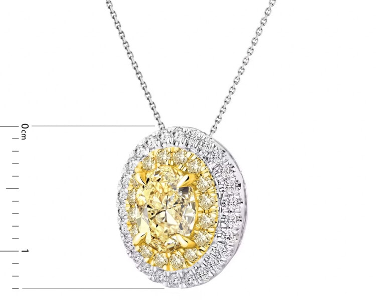 Zawieszka z białego i żółtego złota z diamentami - VS2/Fancy Light Yellow - 1,34 ct - próba 750