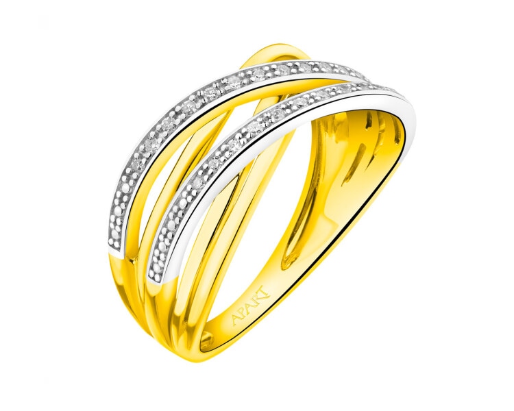 Zlatý prsten s diamanty 0,08 ct - ryzost 585