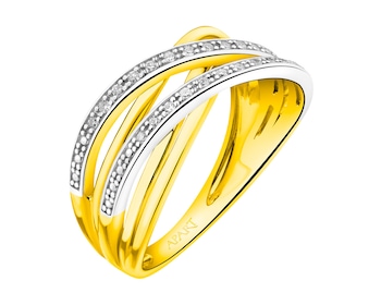 Zlatý prsten s diamanty 0,08 ct - ryzost 585