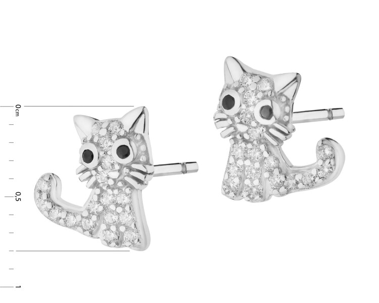 Stříbrné náušnice se zirkony - kočky