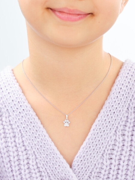 Rhodium Plated Silver Pendant with Cubic Zirconia