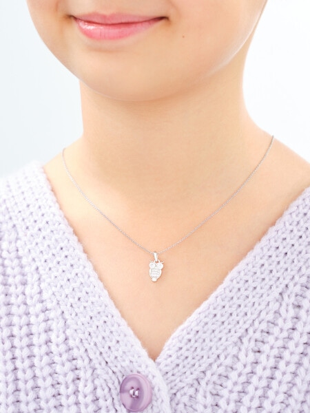 Rhodium Plated Silver Pendant with Cubic Zirconia