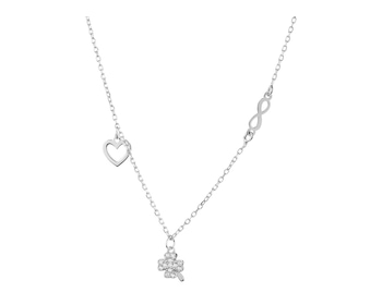 Stříbrný náhrdelník se zirkony - čtyřlístek, nekonečno, srdce