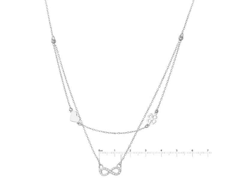 Stříbrný náhrdelník se zirkony - nekonečno, čtyřlístek, srdce