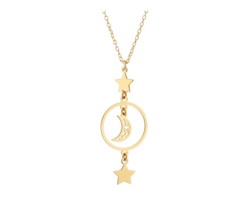 Pozlacený stříbrný náhrdelník - hvězdy, půlměsíc