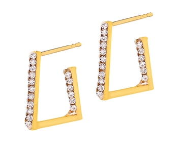 Gold-Plated Silver Earrings with Glass