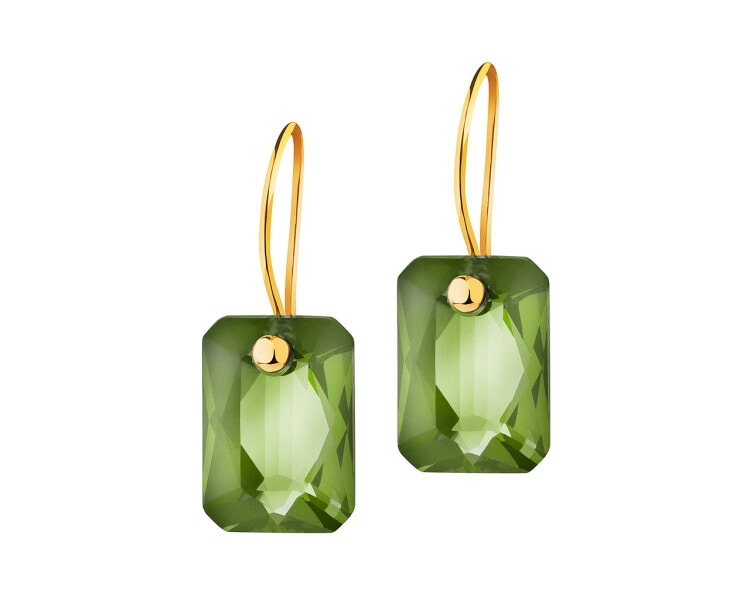 8 K Yellow Gold Dangling Earring with Crystal