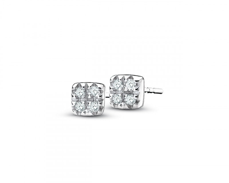 White gold earrings with diamonds 0,02 ct - fineness 14 K