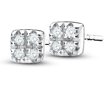 White gold earrings with diamonds 0,02 ct - fineness 14 K
