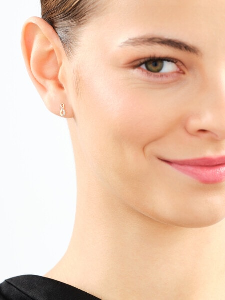 9 K Rhodium-Plated Yellow Gold Earrings with Diamonds - 0,005 ct - fineness 9 K