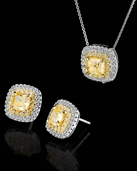 Zawieszka z białego i żółtego złota z diamentami - VS2/Fancy Light Yellow - 1,31 ct - próba 750