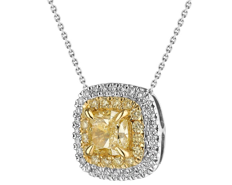 Přívěsek z bílého a žlutého zlata s diamanty Fancy Light Yellow 1,31 ct - ryzost 750