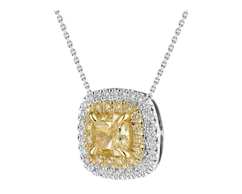 Zawieszka z białego i żółtego złota z diamentami - VVS2 / Fancy Light Yellow 1,31 ct - próba 750