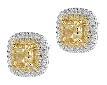 750 Rhodium-Plated White Gold, Yellow Gold Earrings 2,61 ct - fineness 750