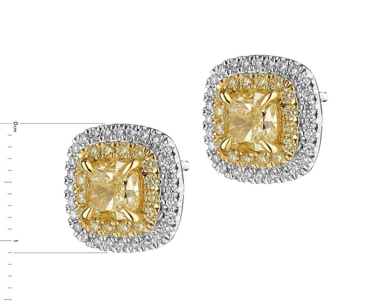 Náušnice z bílého a žlutého zlata s diamanty Fancy Light Yellow 2,61 ct - ryzost 750